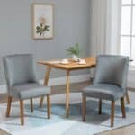 Grey Modern Nailhead Diamond Stitch Upholstered Dining Chairs (Set of 2)