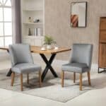 Grey Modern Nailhead Diamond Stitch Upholstered Dining Chairs (Set of 2)