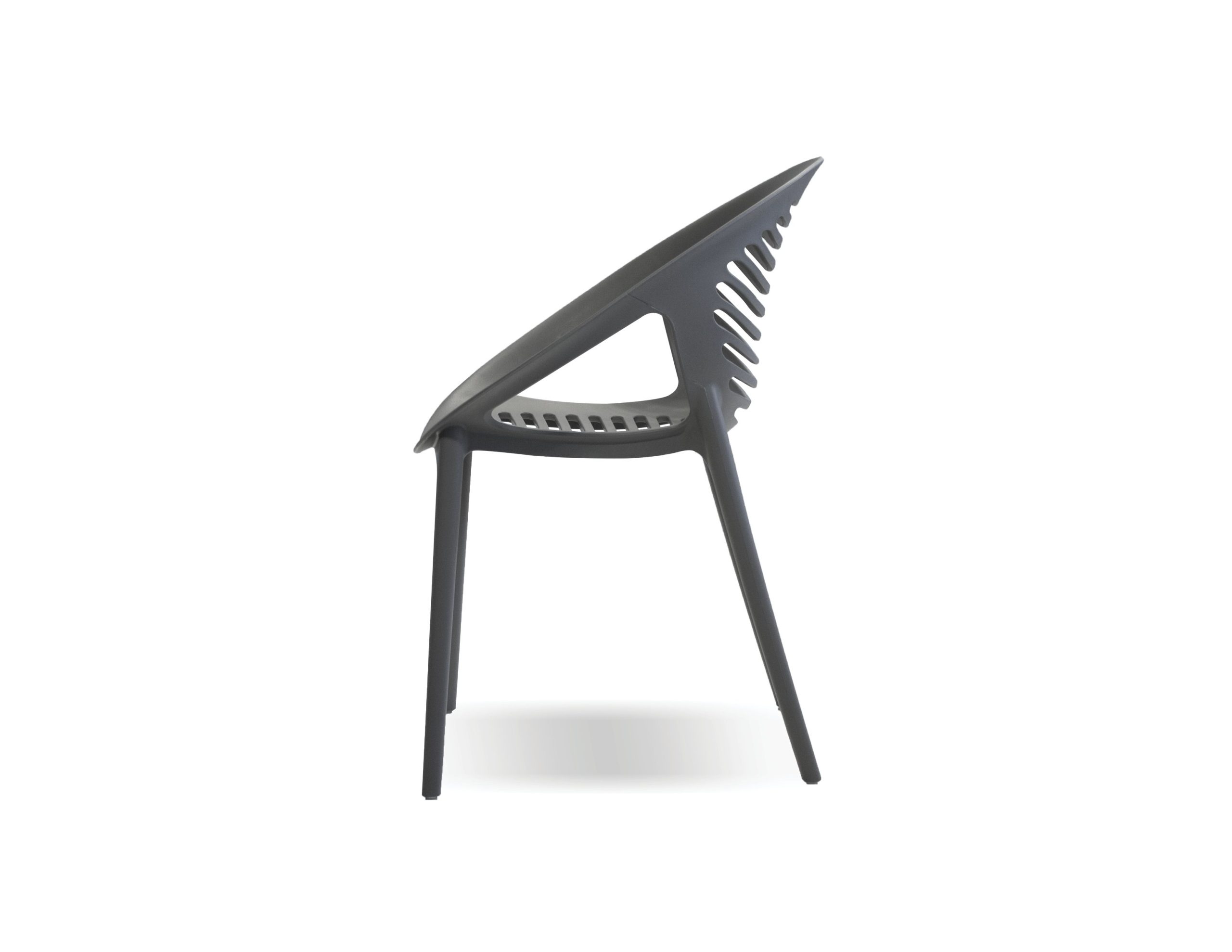 GRAVELY Grey Polypropylene Stackable Outdoor Dining Chairs 3 GRAVELY Grey Polypropylene Stackable Outdoor Dining Chairs - Image 3