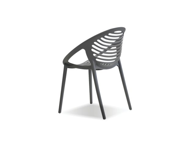 GRAVELY Grey Polypropylene Stackable Outdoor Dining Chairs 3 2