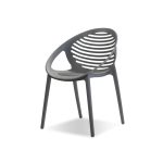 GRAVELY Grey Polypropylene Stackable Outdoor Dining Chairs 6 GRAVELY Grey Polypropylene Stackable Outdoor Dining Chairs