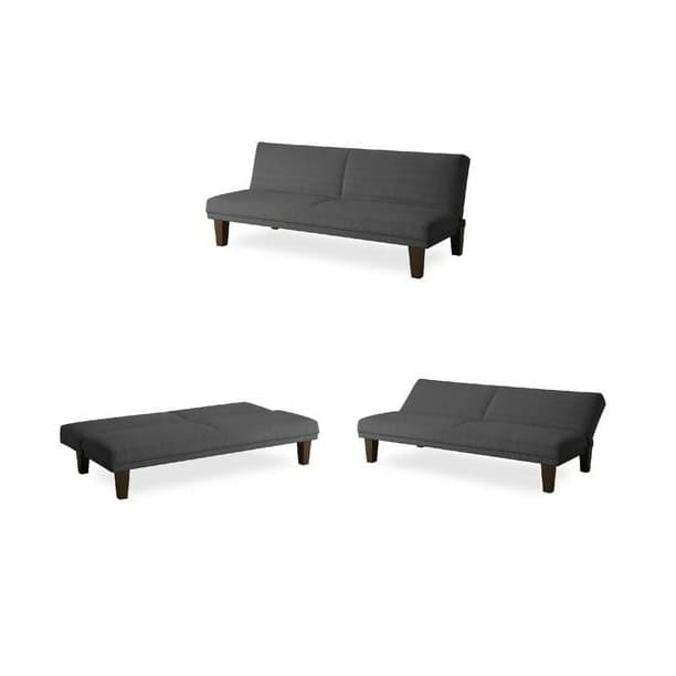 Grey Microfiber Adjustable Futon Sofa Bed for Living Rooms 2 Grey Microfiber Adjustable Futon Sofa Bed for Living Rooms - Image 2