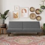 Grey Microfiber Adjustable Futon Sofa Bed for Living Rooms 8 Grey Microfiber Adjustable Futon Sofa Bed for Living Rooms