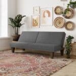 Grey Microfiber Adjustable Futon Sofa Bed for Living Rooms 9 Grey Microfiber Adjustable Futon Sofa Bed for Living Rooms