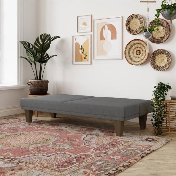 Grey Microfiber Adjustable Futon Sofa Bed for Living Rooms 5 Grey Microfiber Adjustable Futon Sofa Bed for Living Rooms - Image 5