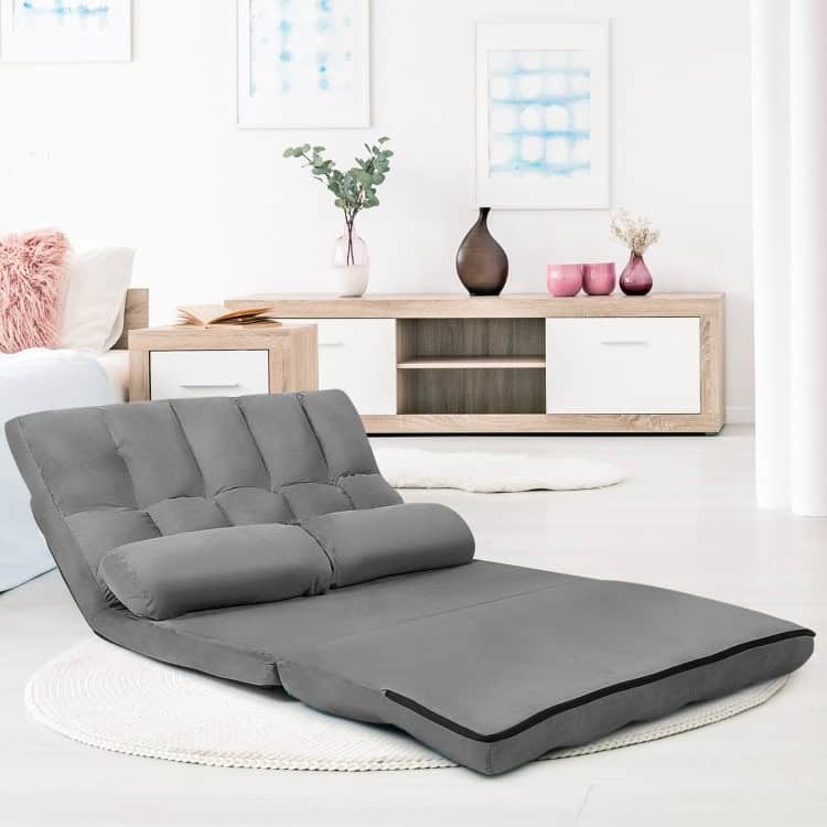 Faux Suede Foldable Floor Sofa Bed with Adjustable Positions 2 Faux Suede Foldable Floor Sofa Bed with Adjustable Positions - Image 2
