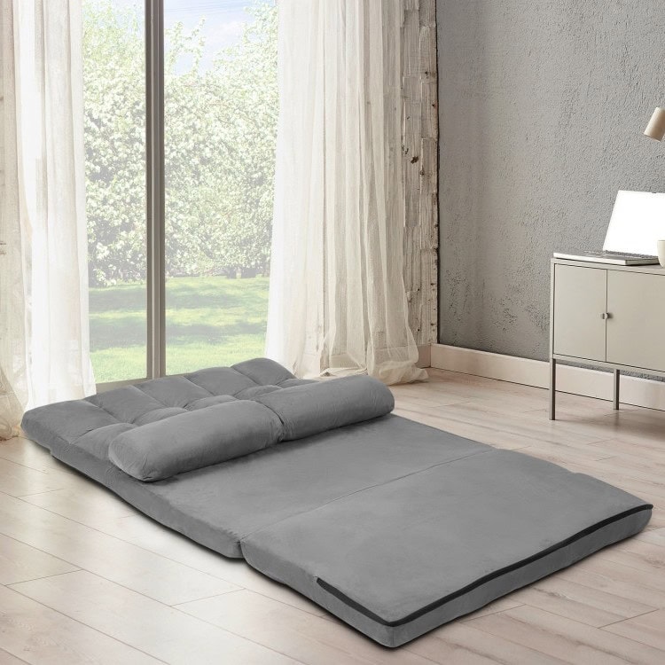 Faux Suede Foldable Floor Sofa Bed with Adjustable Positions 3 Faux Suede Foldable Floor Sofa Bed with Adjustable Positions - Image 3