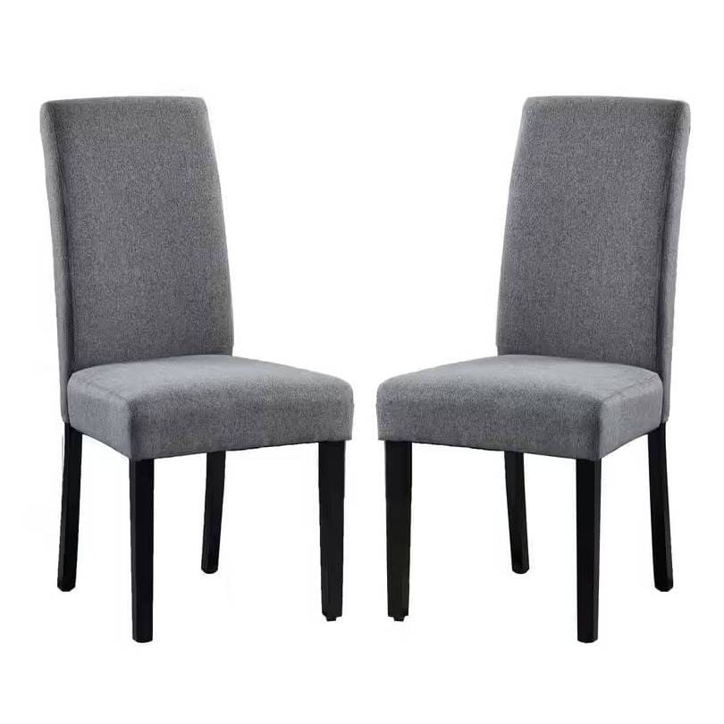 Modern Grey Fabric Upholstered Dining Chair Black Wood Legs (Set of 2) 1 Modern Grey Fabric Upholstered Dining Chair Black Wood Legs (Set of 2)