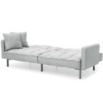 Convertible Split-Back Linen Futon with Tufted Design and Pillows 9 Convertible Split-Back Linen Futon with Tufted Design and Pillows