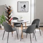 Modern Grey Velvet Upholstered Dining Chairs with Metal Legs (Set of 2) 8 Modern Grey Velvet Upholstered Dining Chairs with Metal Legs (Set of 2)