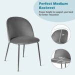 Modern Grey Velvet Upholstered Dining Chairs with Metal Legs (Set of 2) 9 Modern Grey Velvet Upholstered Dining Chairs with Metal Legs (Set of 2)
