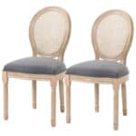 Vintage Upholstered Armless Rattan Back Dining Chairs Grey Wash (Set of 2) 6 Vintage Upholstered Armless Rattan Back Dining Chairs Grey Wash (Set of 2)