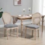 Vintage Upholstered Armless Rattan Back Dining Chairs Grey Wash (Set of 2) 7 Vintage Upholstered Armless Rattan Back Dining Chairs Grey Wash (Set of 2)