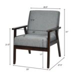 Retro Gray Linen Accent Chair with Espresso Rubber Wood Frame
