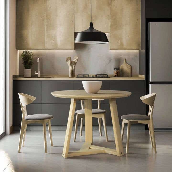 48 Inch Round Solid Wood Scandinavian Dining Table Blonde 2 48 Inch Round Solid Wood Scandinavian Dining Table Blonde - Image 2