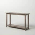 Modern Coastal Farmhouse Gray Taupe Console Table With Shelf