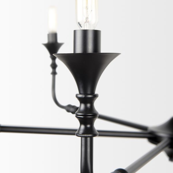 Gabriel Large Matte Black Chandelier 7