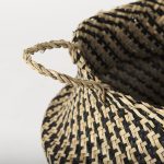 Gaia 17.7L x 17.7W x 20.5H Set of 3 Light and Dark Brown Cross Patterend Belly Seagrass Basket