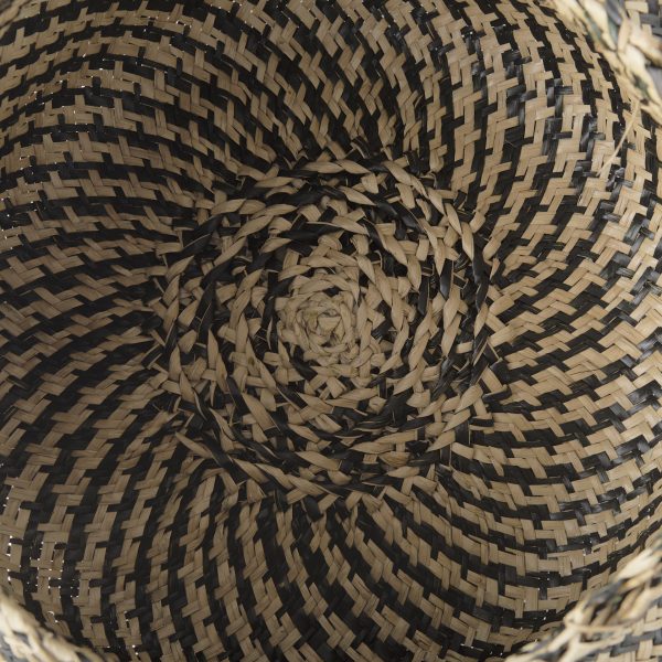 Gaia 17.7L x 17.7W x 20.5H Set of 3 Light and Dark Brown Cross Patterend Belly Seagrass Basket 6