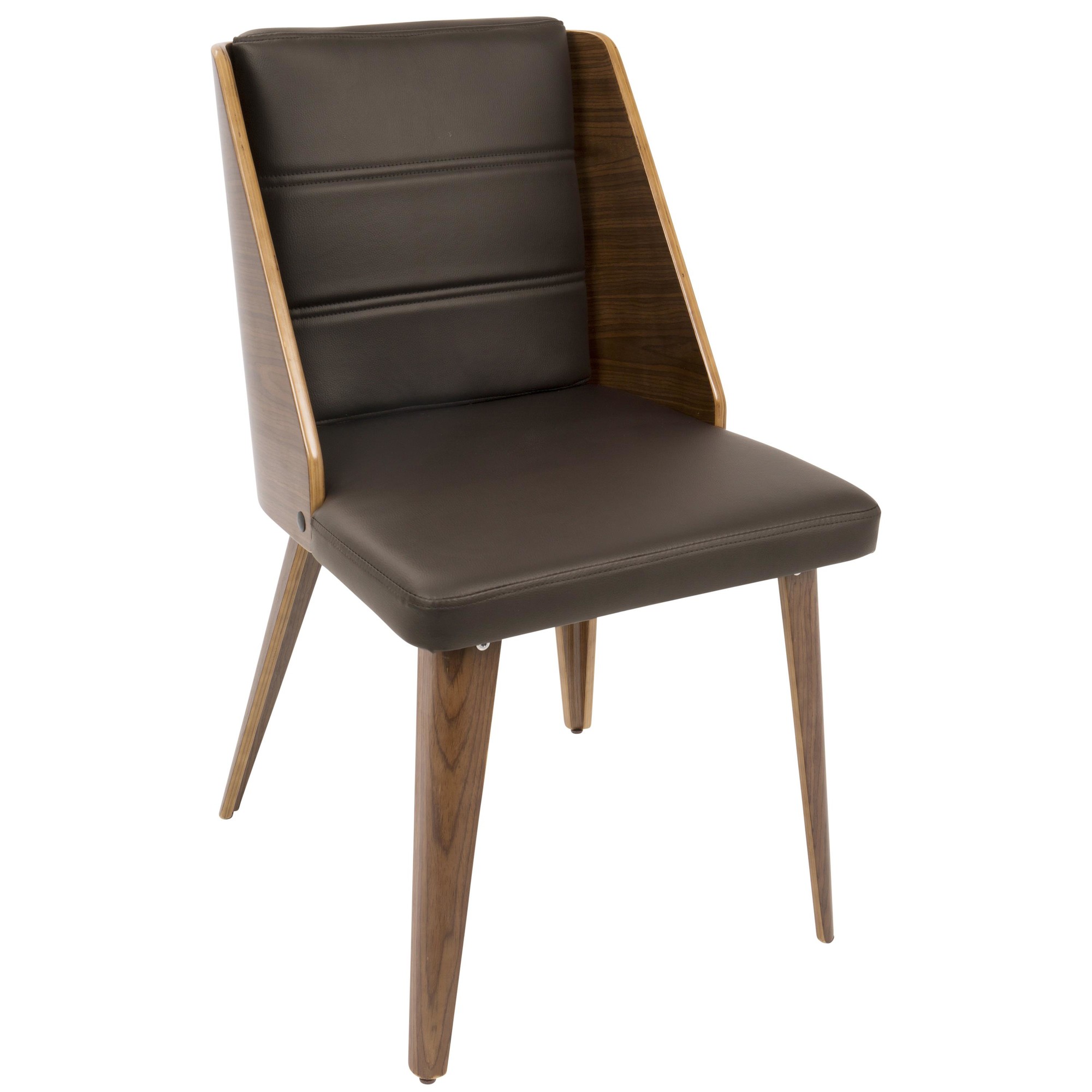 Galanti Walnut Brown Mid-Century Modern Accent Chair (Set of 2) 2 Galanti Walnut Brown Mid-Century Modern Accent Chair (Set of 2) - Image 2