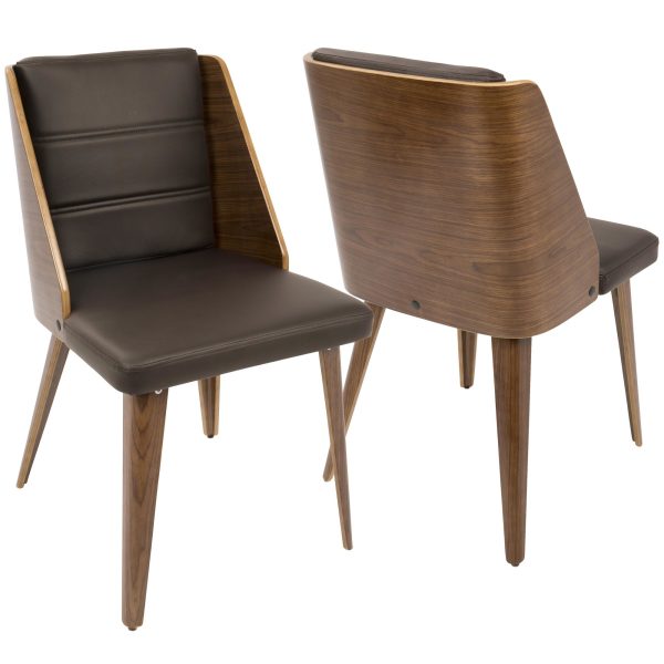 Galanti Walnut Brown Mid Century Modern Accent Chair Set of 2 2