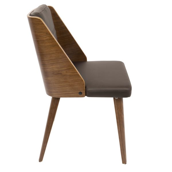 Galanti Walnut Brown Mid Century Modern Accent Chair Set of 2 3