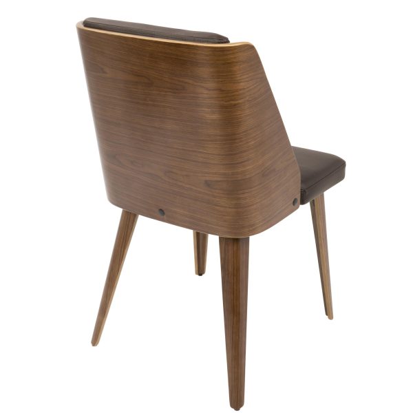 Galanti Walnut Brown Mid Century Modern Accent Chair Set of 2 4