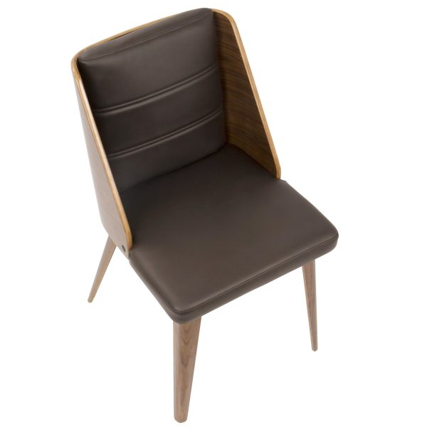 Galanti Walnut Brown Mid Century Modern Accent Chair Set of 2 7