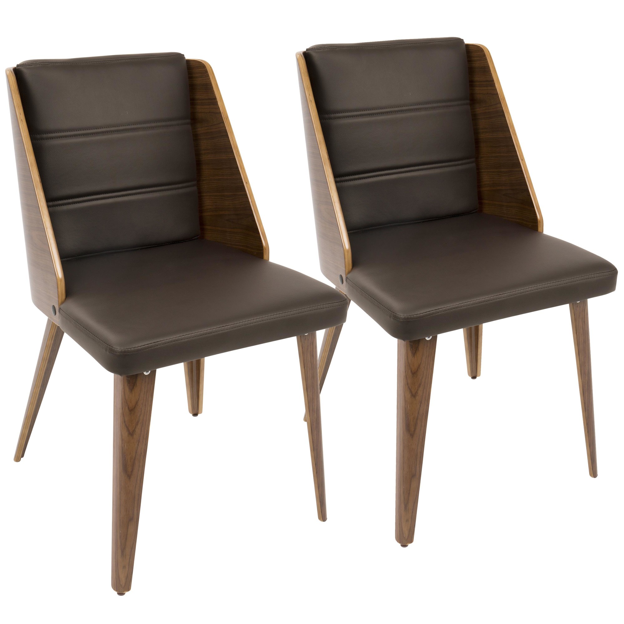 Galanti Walnut Brown Mid-Century Modern Accent Chair (Set of 2) 1 Galanti Walnut Brown Mid-Century Modern Accent Chair (Set of 2)