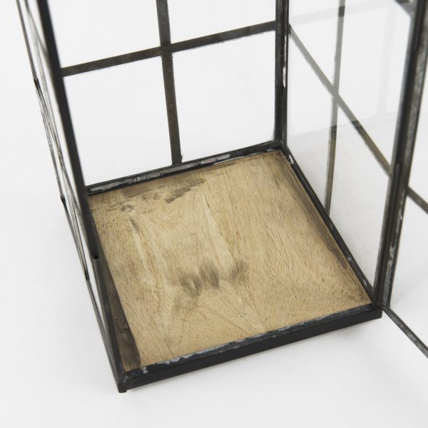Gamfield 6.1L x 6.1W x 13.4H Medium Black Metal and Glass Lantern 11