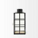Gamfield 6.1L x 6.1W x 13.4H Medium Black Metal and Glass Lantern