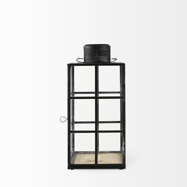 Gamfield 6.1L x 6.1W x 13.4H Medium Black Metal and Glass Lantern 5