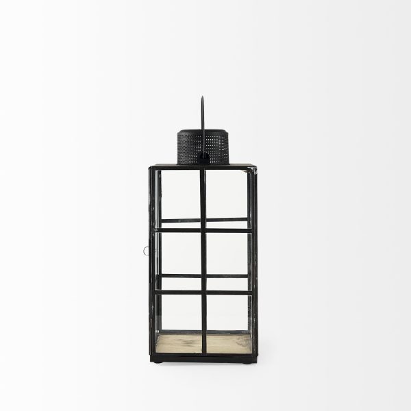 Gamfield 6.1L x 6.1W x 13.4H Medium Black Metal and Glass Lantern 6
