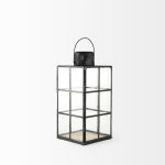 Gamfield 6.1L x 6.1W x 13.4H Medium Black Metal and Glass Lantern
