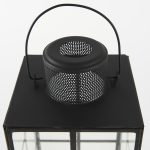 Gamfield 6.1L x 6.1W x 13.4H Medium Black Metal and Glass Lantern