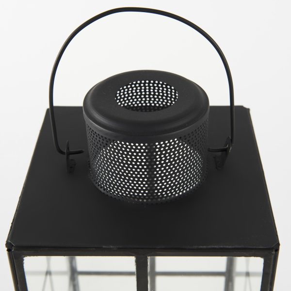 Gamfield 6.1L x 6.1W x 13.4H Medium Black Metal and Glass Lantern 9