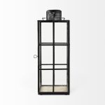 Gamfield 6.1L x 6.1W x 16.7H Large Black Metal and Glass Lantern