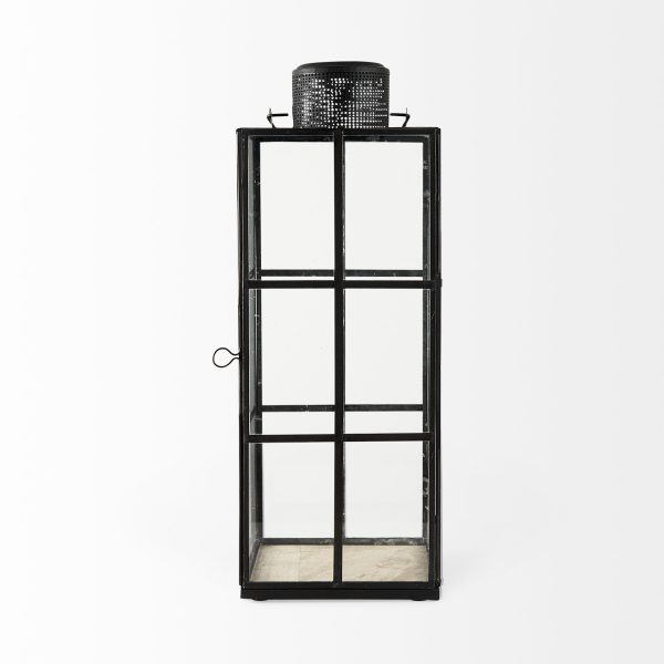 Gamfield 6.1L x 6.1W x 16.7H Large Black Metal and Glass Lantern 4