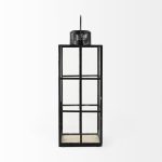 Gamfield 6.1L x 6.1W x 16.7H Large Black Metal and Glass Lantern
