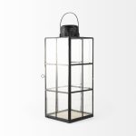 Gamfield 6.1L x 6.1W x 16.7H Large Black Metal and Glass Lantern