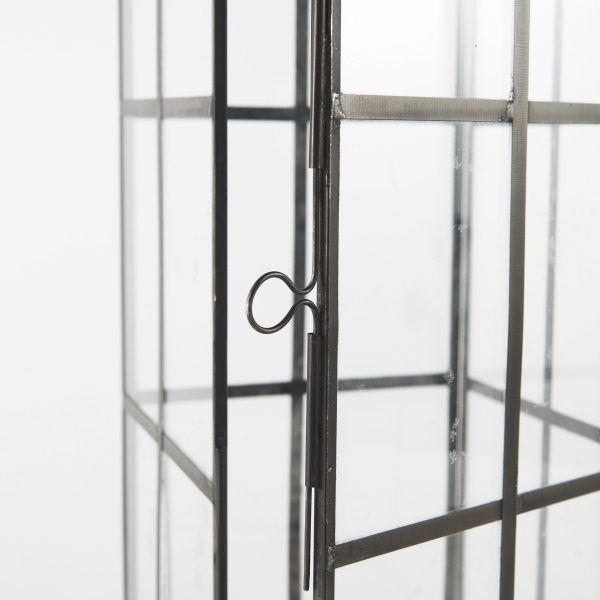 Gamfield 6.1L x 6.1W x 16.7H Large Black Metal and Glass Lantern 9
