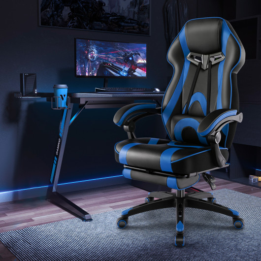 Ergonomic Racing Style Gaming Chair with Footrest and Lumbar Support