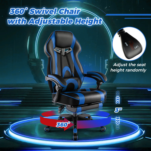 Ergonomic Racing Style Gaming Chair with Footrest and Lumbar Support