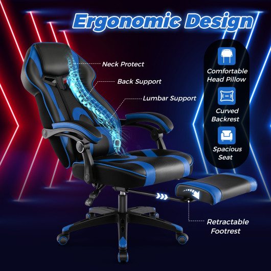 Ergonomic Racing Style Gaming Chair with Footrest and Lumbar Support