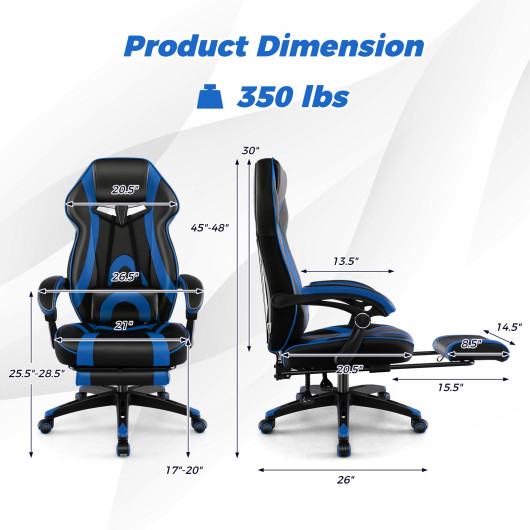 Ergonomic Racing Style Gaming Chair with Footrest and Lumbar Support