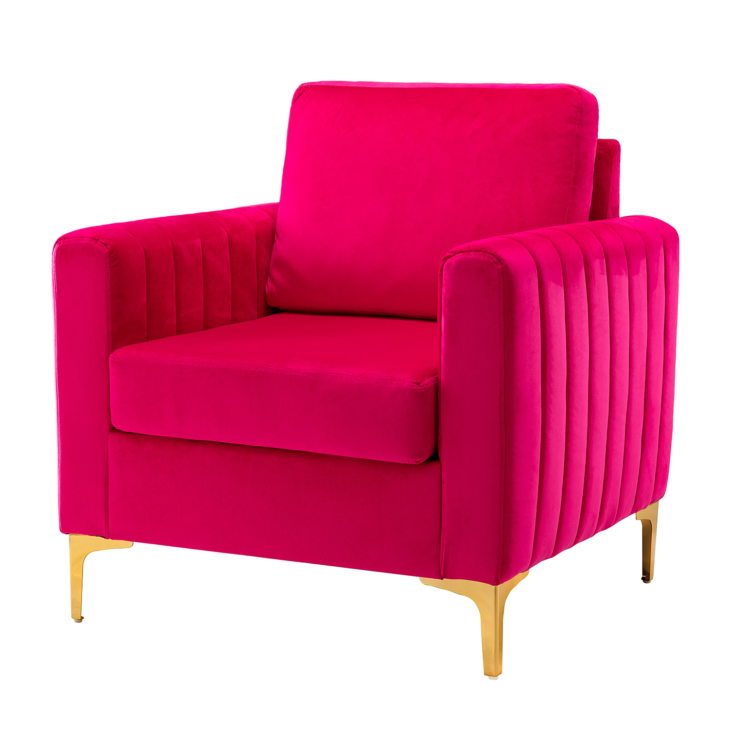 Ganymedes Fuchsia Velvet Glam Tufted Accent Club Chair 2 Ganymedes Fuchsia Velvet Glam Tufted Accent Club Chair - Image 2