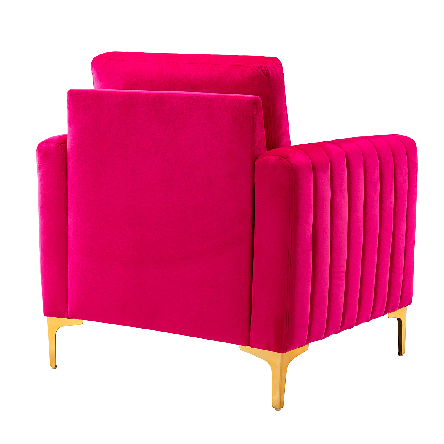 Ganymedes Fuchsia Velvet Glam Tufted Accent Club Chair 3 Ganymedes Fuchsia Velvet Glam Tufted Accent Club Chair - Image 3
