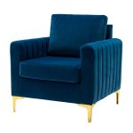 Ganymedes Navy Velvet Glam Tufted Accent Club Chair