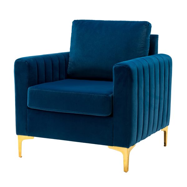 Ganymedes Navy Velvet Glam Tufted Accent Club Chair 1