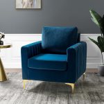 Ganymedes Navy Velvet Glam Tufted Accent Club Chair